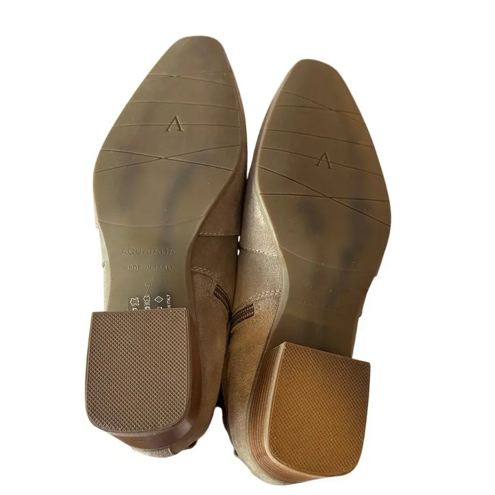 Aquatalia Women’s Fiamma Ankle Boots Size 7 Tan Suede Leather Water Resistant‎